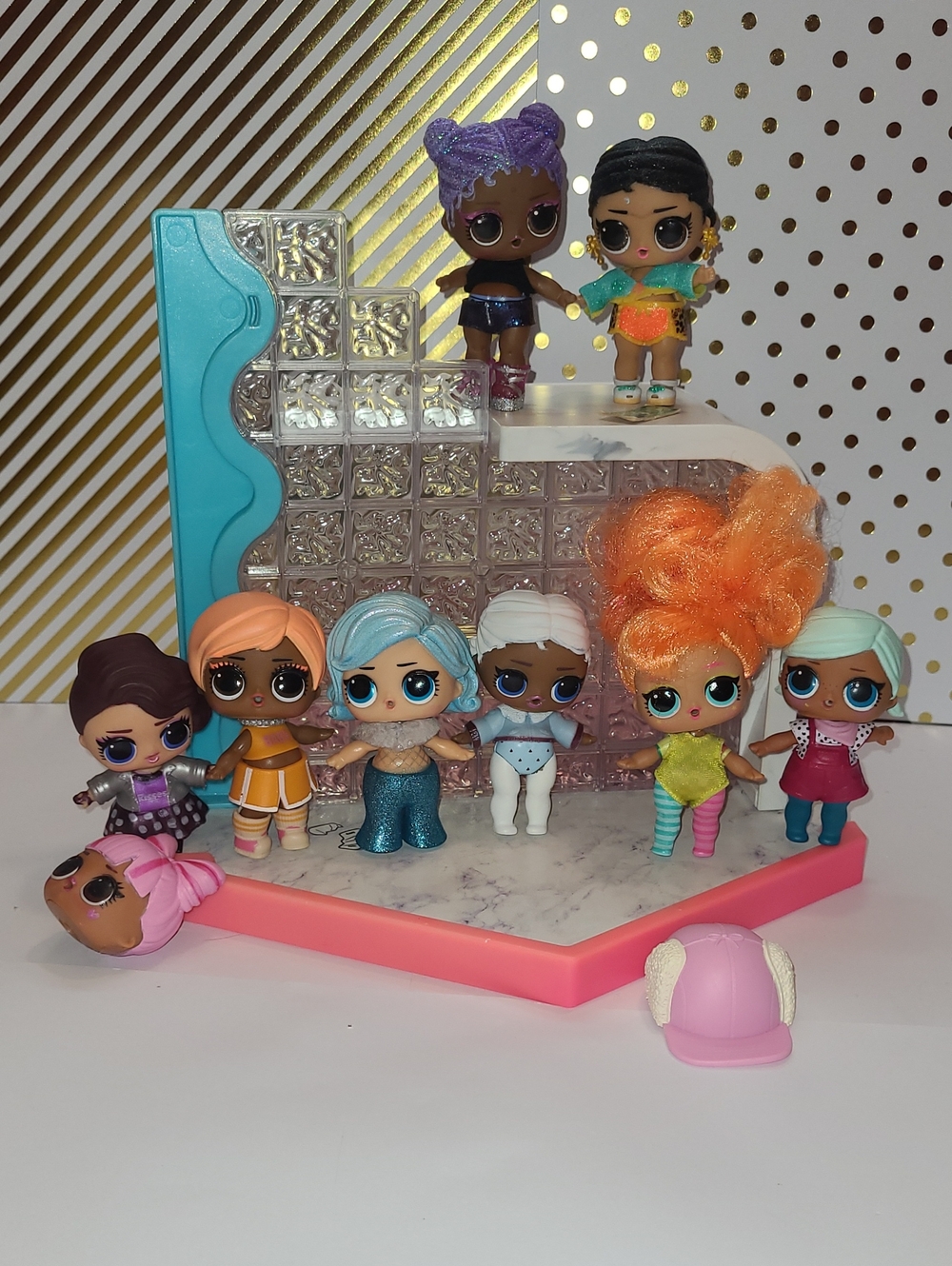 L.O.L. Surprise!  Dolls Play Scene with Pink, Orange, Blue & Purple Hair Accents